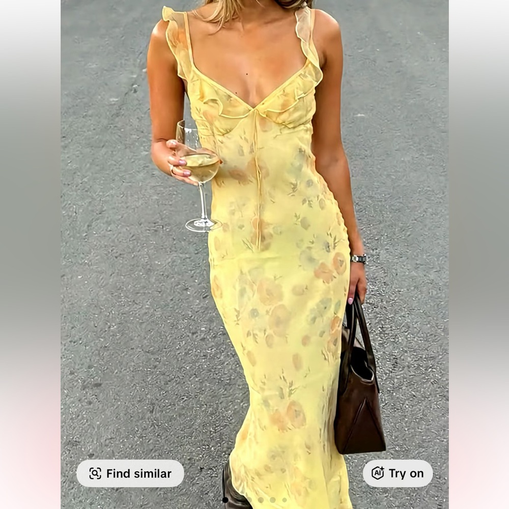 Floral Yellow Maxi Dress
